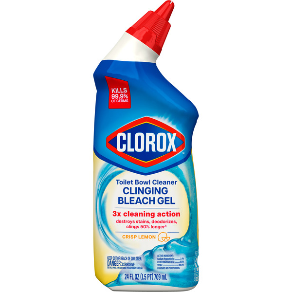 Clorox Toilet Bowl Cleaner, Clinging Bleach Gel, Crisp Lemon - Image 2