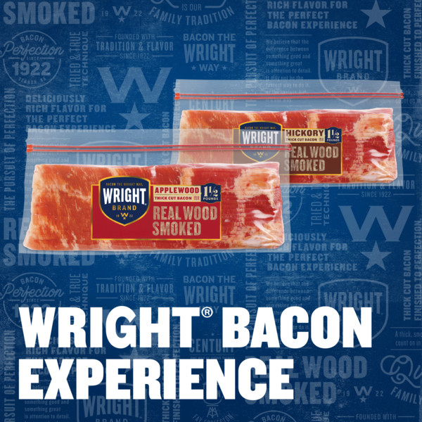 Wright Brand Applewood Real Wood Smoked Thick Cut Bacon, 24 oz Stack Pack - Image 3