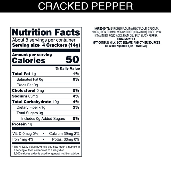 Carr's Cracked Pepper Table Water Crackers, Baked Snack Crackers - Image 3