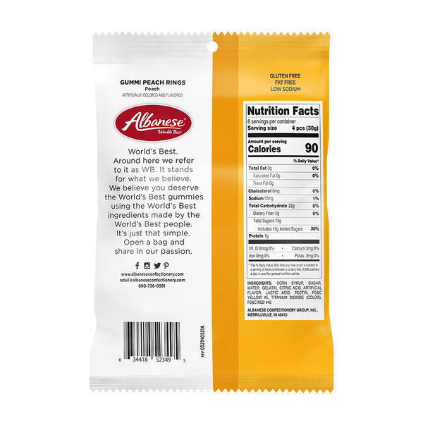Albanese Gummi Peach Rings - Image 2