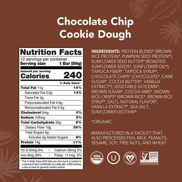 Aloha Protein Bars, Organic, Chocolate Chip Cookie Dough - Image 4