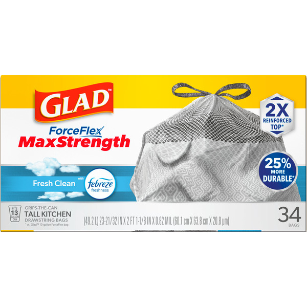 Glad ForceFlex MaxStrength Tall Kitchen Trash Bags, 13 Gallon, Fresh Clean Scent - Image 6