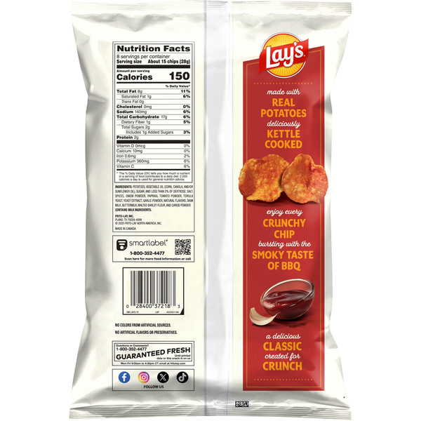 Lay's Kettle Cooked Potato Chips, Mesquite BBQ Flavored - Image 2