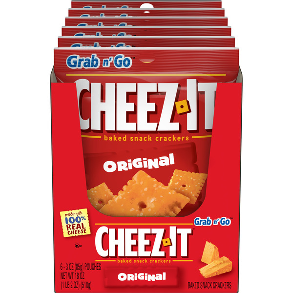 Cheez-It Original Cheese Crackers, Baked Snack Crackers, Grab and Go, 6 Count