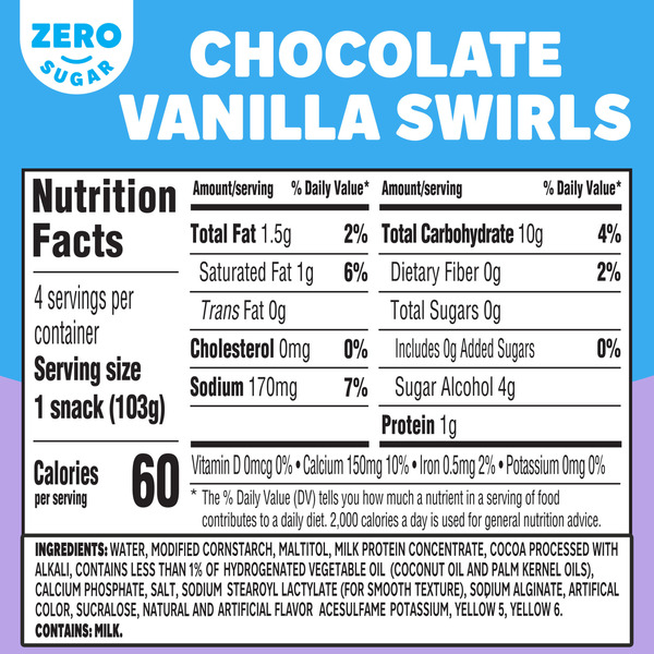 Jell-O Chocolate Vanilla Swirls Sugar Free Refrigerated Pudding Cup Snacks Value Pack - Image 6