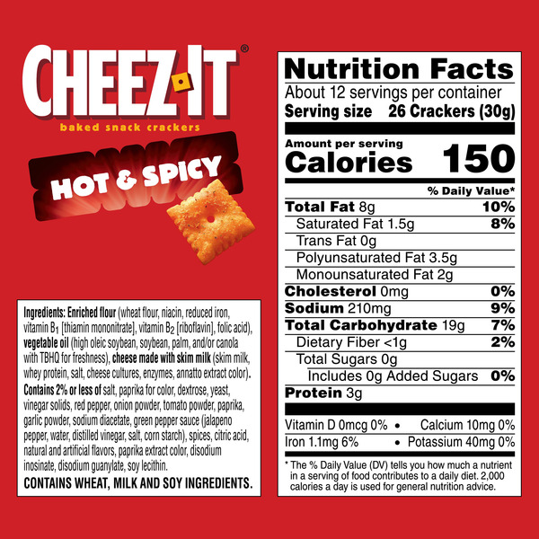 Cheez-It Hot and Spicy Cheese Crackers, Baked Snack Crackers, 12.4 oz - Image 8