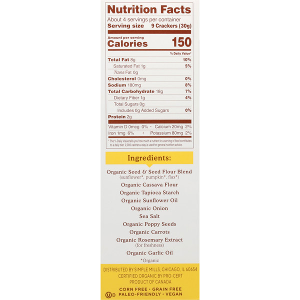 Simple Mills Organic Seed Flour Crackers, Everything - Image 4