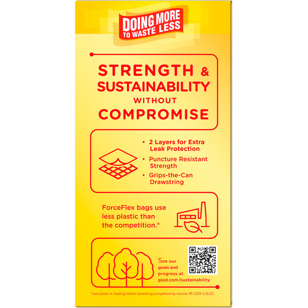Glad ForceFlex Tall Kitchen Drawstring Trash Bags, Gain Lemon Zest, 13 Gallon - Image 4