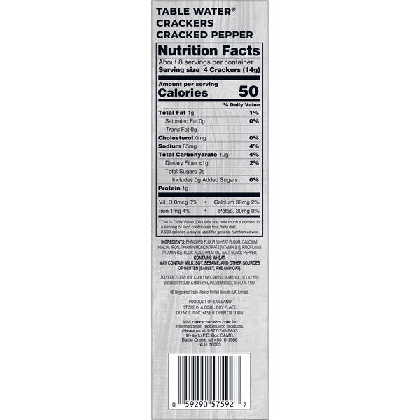 Carr's Cracked Pepper Table Water Crackers, Baked Snack Crackers - Image 5
