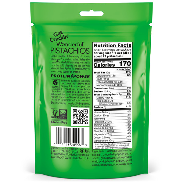 Wonderful No Shells Jalapeno Lime Pistachios - Image 6