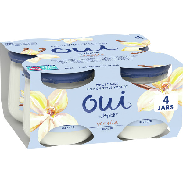 Yoplait Oui French Style Vanilla Whole Milk Yogurt, Glass Yogurt Jars
