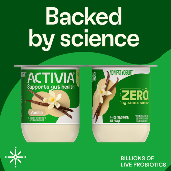 Activia ZERO 0g Added Sugar Vanilla Probiotic Yogurt, Delicious Nonfat Yogurt Cups to Help Support Gut Health, 4 oz, 4 Count - Image 5