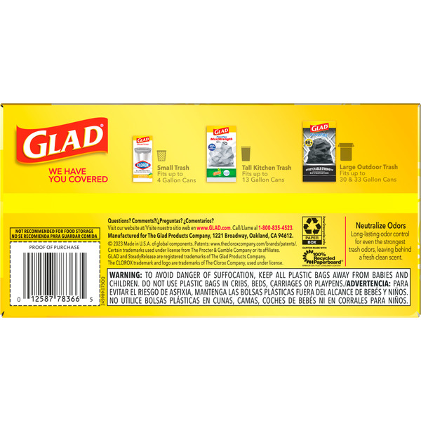 Glad ForceFlex Tall Kitchen Drawstring Trash Bags, Gain Lemon Zest, 13 Gallon - Image 5