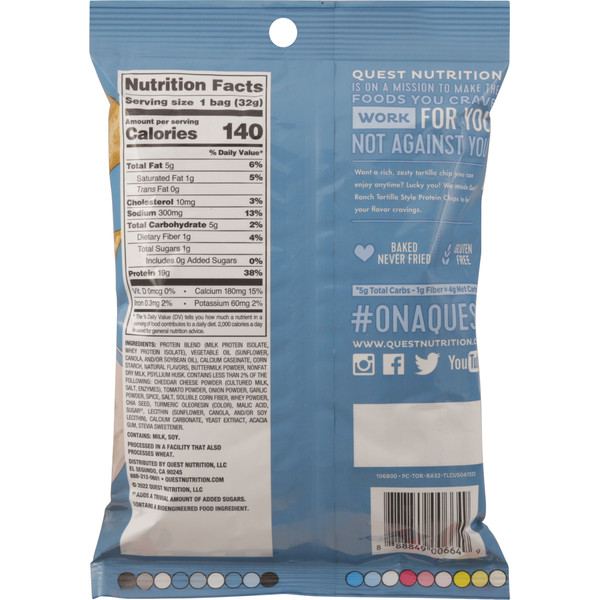 Quest Tortilla Style Ranch Flavor Protein Chips - Image 4