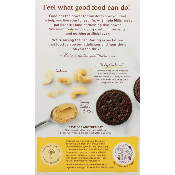 Simple Mills Nut Butter Stuffed Sandwich Cookies, Cocoa Cashew Creme - Image 2