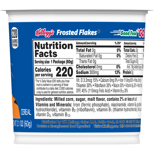 Frosted Flakes Cold Breakfast Cereal Cup, 8 Vitamins and Minerals, Kids Snacks, Original, Cup (1 Cup) - Image 8