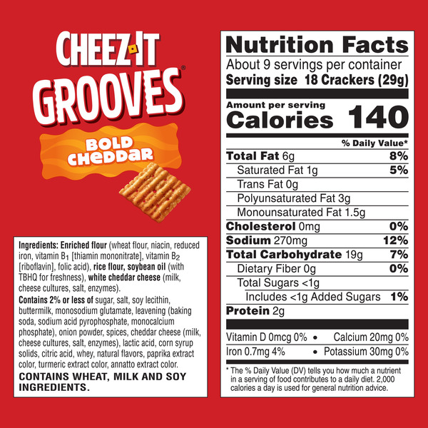 Cheez-It Grooves Bold Cheddar Cheese Crackers, Crunchy Snack Crackers, 9 oz - Image 6