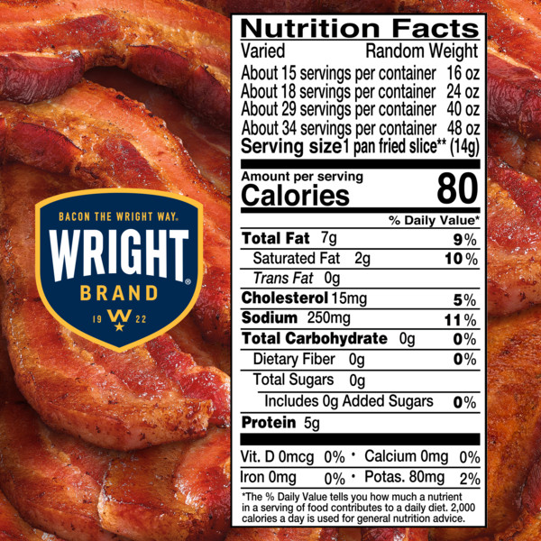 Wright Brand Applewood Real Wood Smoked Thick Cut Bacon, 24 oz Stack Pack - Image 2