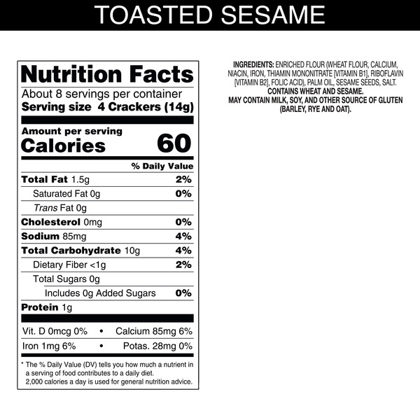 Carr's Toasted Sesame Table Water Crackers, Baked Snack Crackers, 4.25 oz - Image 4