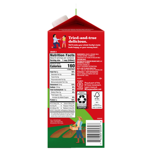 Horizon Organic Lactose-Free Vitamin D Organic Whole Milk - Image 3