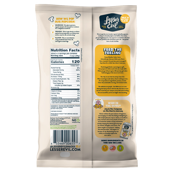 LesserEvil Organic Popcorn, Himalayan Gold - Image 2