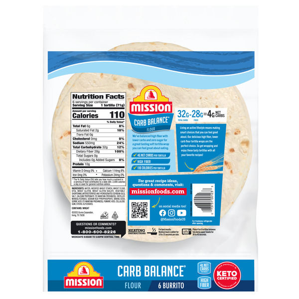 Mission Carb Balance Flour Tortillas, Burrito Size, 6 Count - Image 2