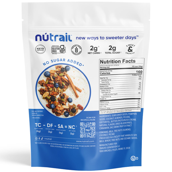 NuTrail Blueberry Cinnamon, No Sugar Added, Nut Granola - Image 2