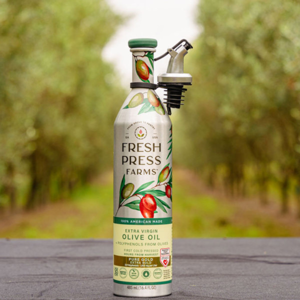 Fresh Press Farms Cold Pressed High Polyphenol Pure Gold Extra Virgin Olive Oil - Image 2