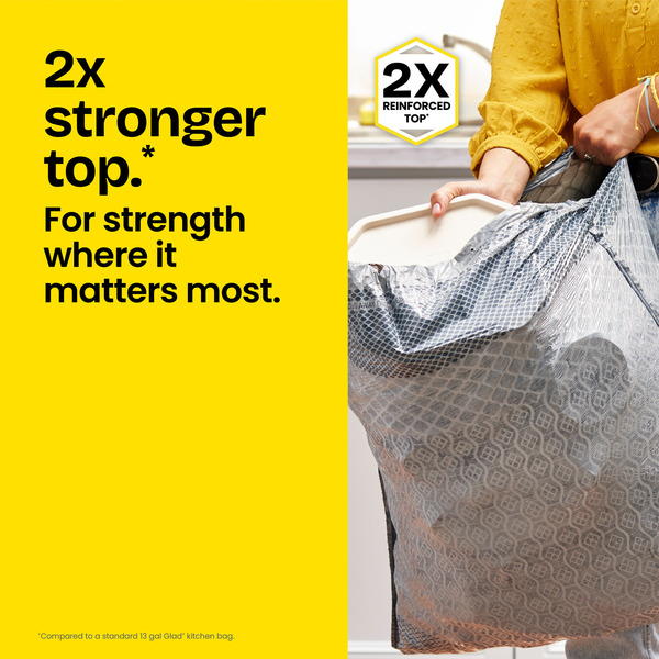 Glad ForceFlex MaxStrength Tall Kitchen Drawstring Trash Bags, 13 Gallon, Fresh Clean - Image 3