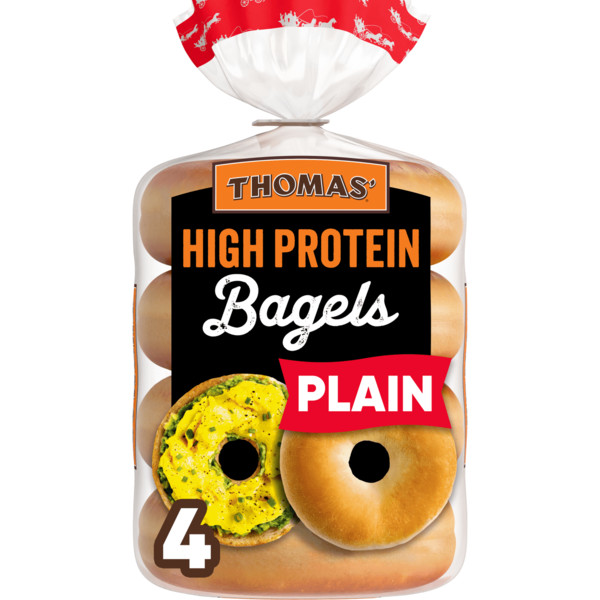 Thomas’ High Protein, 4 count, Plain Bagels