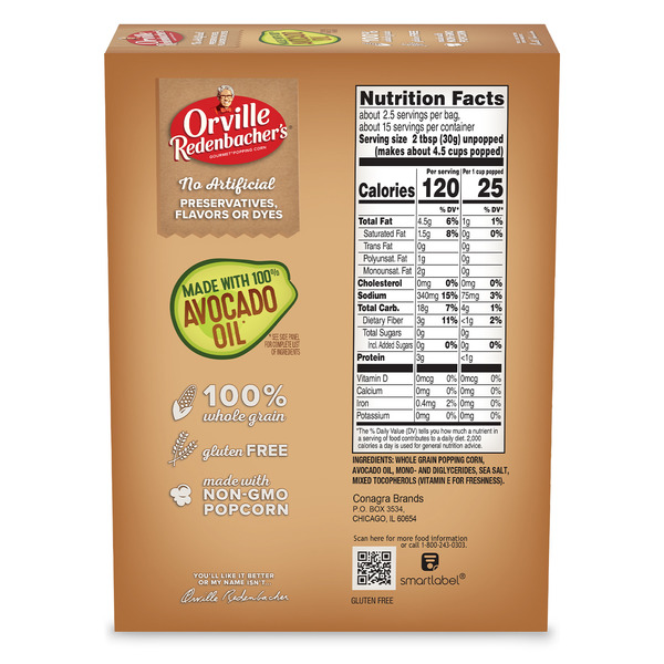 Orville Redenbacher Classic Sea Salt Popcorn With Avocado Oil, Microwave Popcorn - Image 6