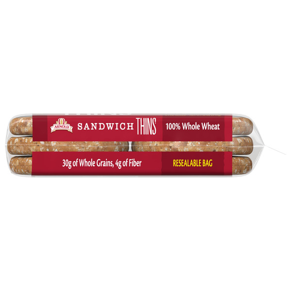 Arnold Sandwich Thins, 6 count, Whole Wheat Pre-sliced Rolls - Image 6