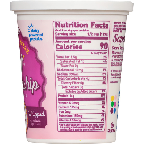 Friendship Dairies Cottage Cheese, Low Fat, Small Curd, 1% Milkfat, Whipped - Image 3