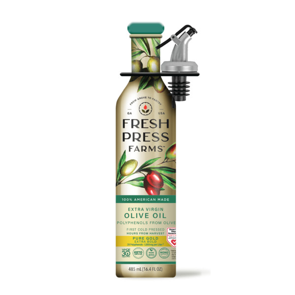 Fresh Press Farms Cold Pressed High Polyphenol Pure Gold Extra Virgin Olive Oil