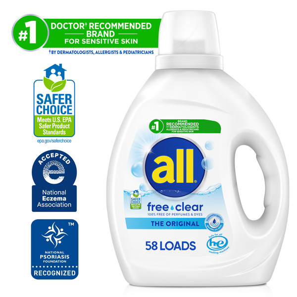 All Liquid Laundry Detergent, Free Clear, 73 Fluid Ounces, 58 Loads - Image 3