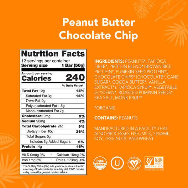 Aloha Protein Bar, Organic, Peanut Butter Chocolate Chip - Image 4