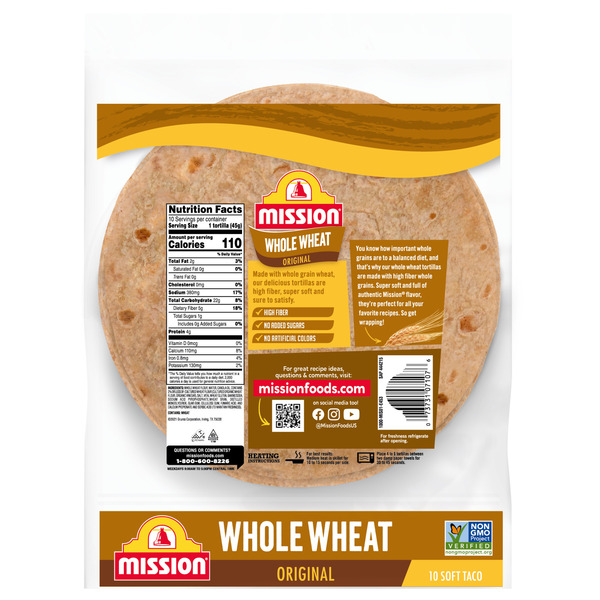 Mission Whole Wheat Soft Taco Flour Tortillas - Image 2