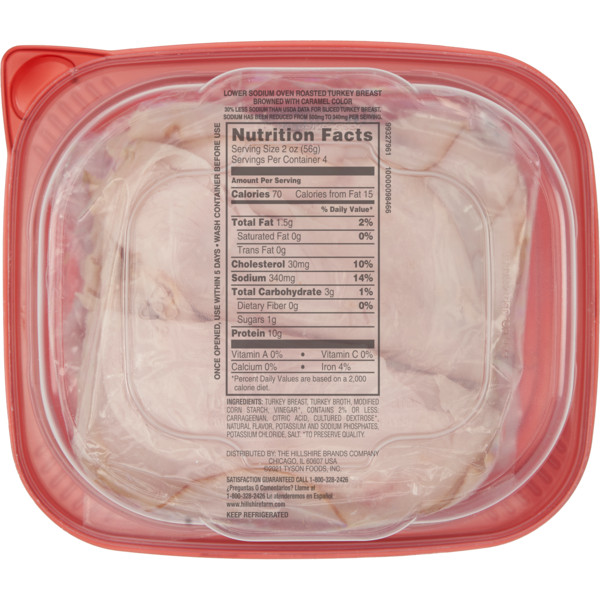 Hillshire Farm Ultra Thin Sliced Lower Sodium Oven Roasted Turkey Breast Sandwich Meat, 8 oz - Image 3