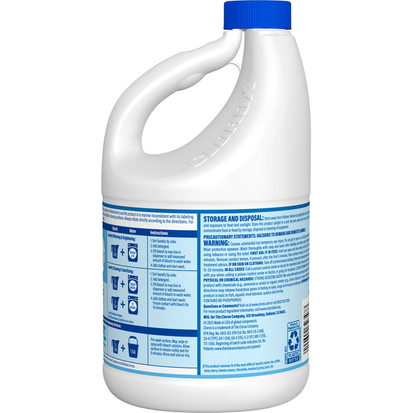 Clorox Splash-Less Bleach, Disinfecting, Kills 99.9% of Bacteria and Viruses, Regular - Image 5