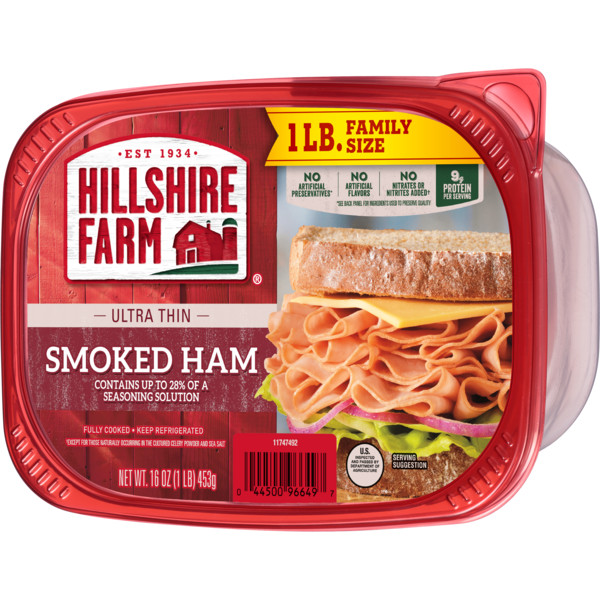 Hillshire Farm Ultra Thin Sliced Smoked Ham Sandwich Meat, 16 oz - Image 2