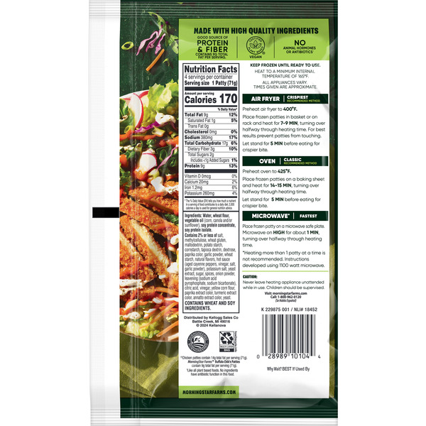 Morning Star Farms Buffalo Plant Based Chik'n Patties, Vegan Chicken, 4 Count - Image 7