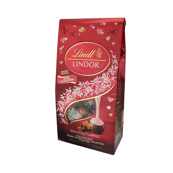 Lindt Lindor Valentine's Strawberry Dark Chocolate Candy Truffles