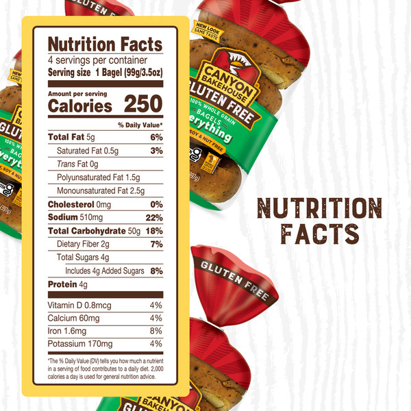 Canyon Bakehouse Everything Bagels, Gluten Free Bagels, 100% Whole Grain, Frozen, 4 Count - Image 8
