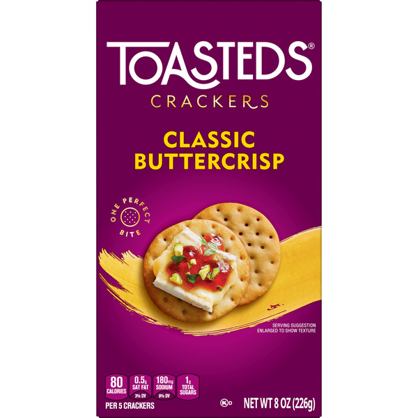 Toasteds Classic Buttercrisp Crackers, Party Snacks, 8 oz - Image 7