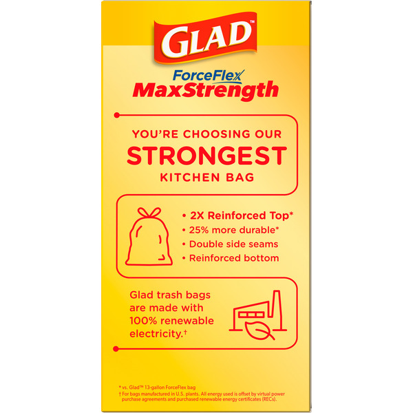 Glad ForceFlex MaxStrength Tall Kitchen Trash Bags, 13 Gallon, Fresh Clean Scent - Image 4