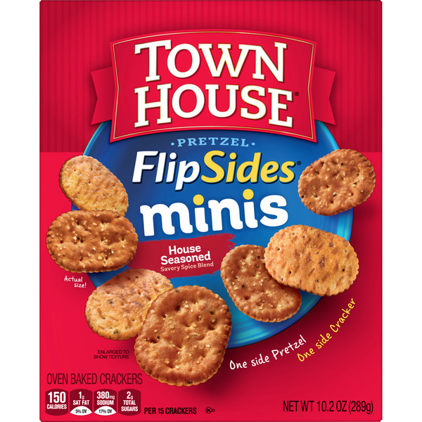 Town House FlipSides Minis House Seasoned Oven Baked Crackers, Salty Snacks, 10.2 oz - Image 4