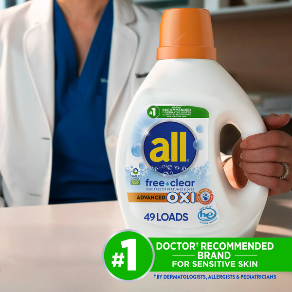 All Liquid Laundry Detergent, Free Clear, OXI, 73 fl oz, 49 Loads - Image 3