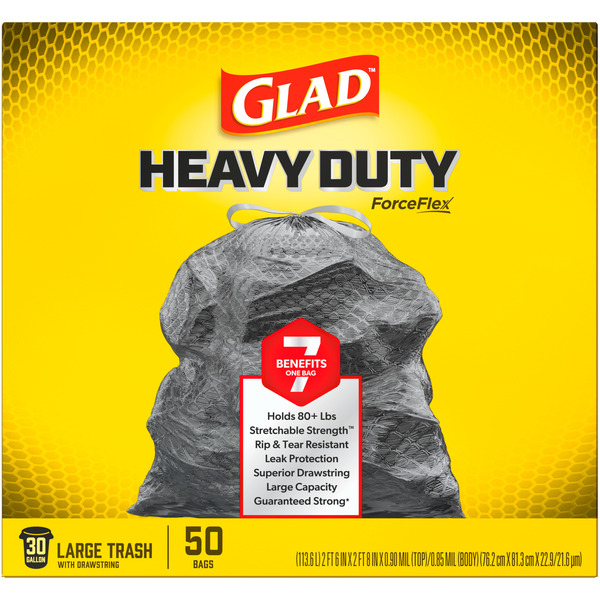 Glad ForceFlex Heavy Duty Large Drawstring Black Trash Bags, 30 gallon - Image 4