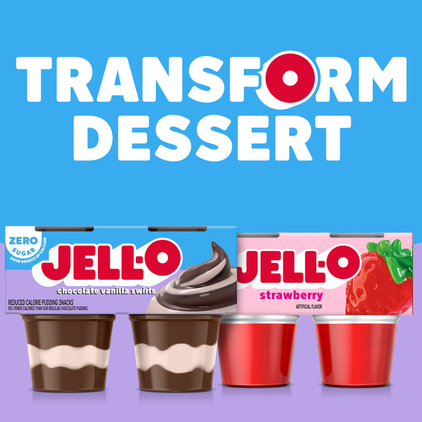 Jell-O Chocolate Vanilla Swirls Sugar Free Refrigerated Pudding Cup Snacks Value Pack - Image 5