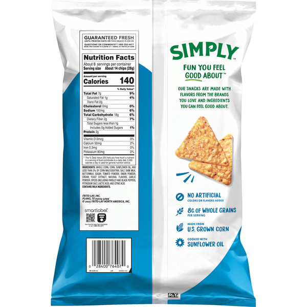 Simply Doritos Tortilla Chips Zesty Cool Ranch Flavored - Image 2